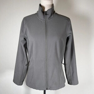 Merrell Soft Shell Jacket Women's Small Grey Fuzzy Lined Full Zip Outdoor Hiking